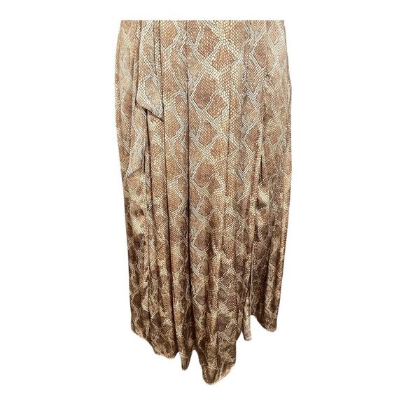 Paige Alayna Snakeskin Print Midi Dress in Bronze Size Small NWOT Belted Satin - Picture 8 of 16